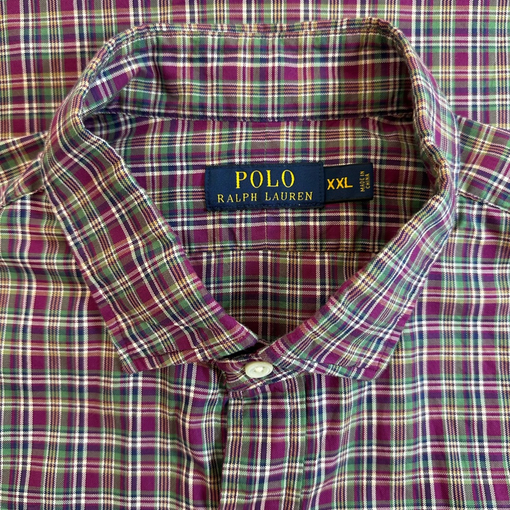 POLO RALPH LAUREN | Men's Dress Shirt | Maroon and Green | XXL